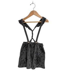 ZARA Charcoal Waffle Fabric Suspender Skirt - size 3-4